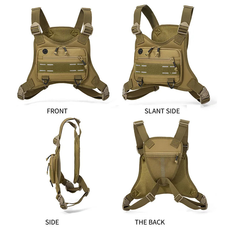 Tactical Front Chest Rig Bag Vest for Camping Hunting Shoulder Bag Men Fishing C