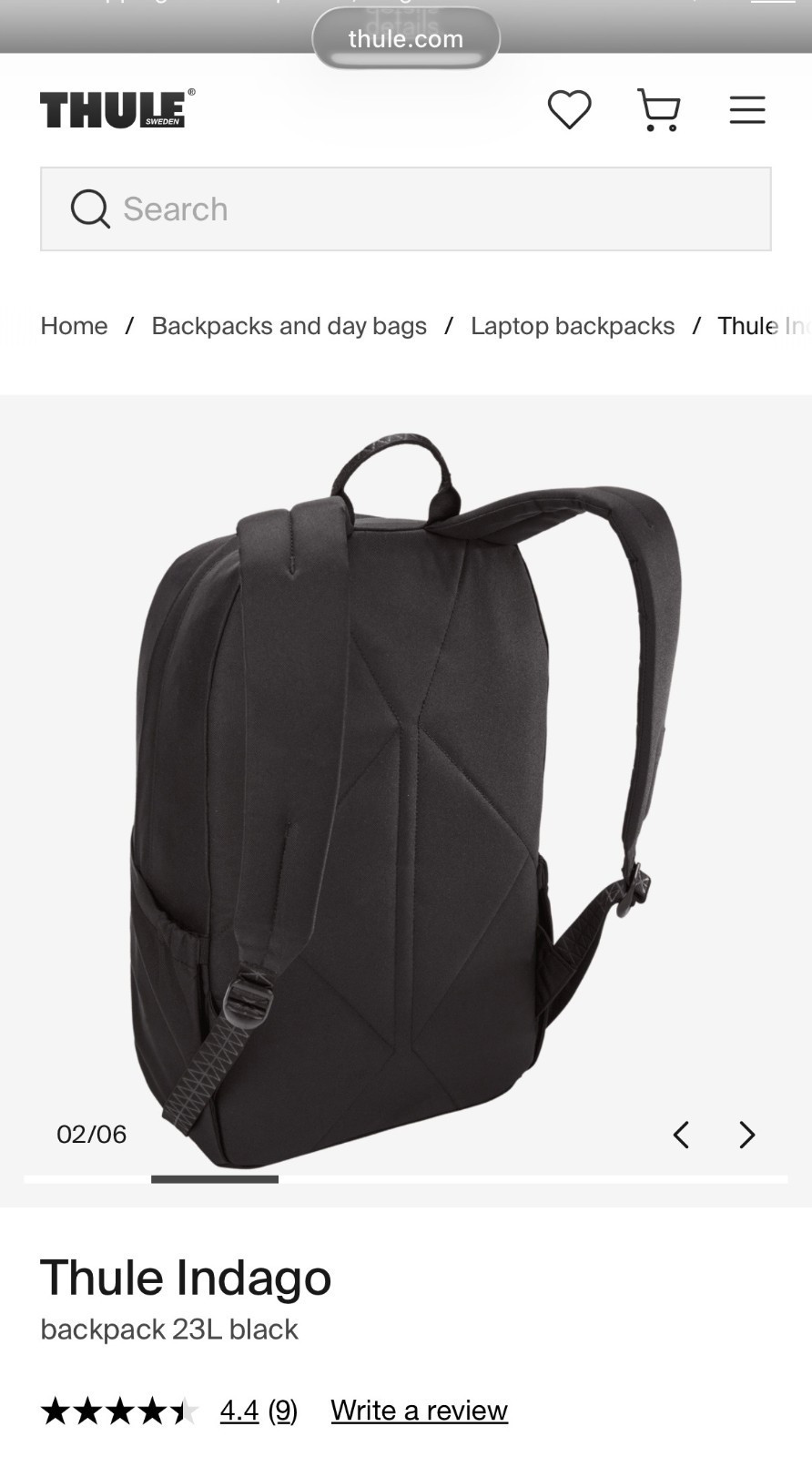Thule Indago Black Backpack – Brand new!