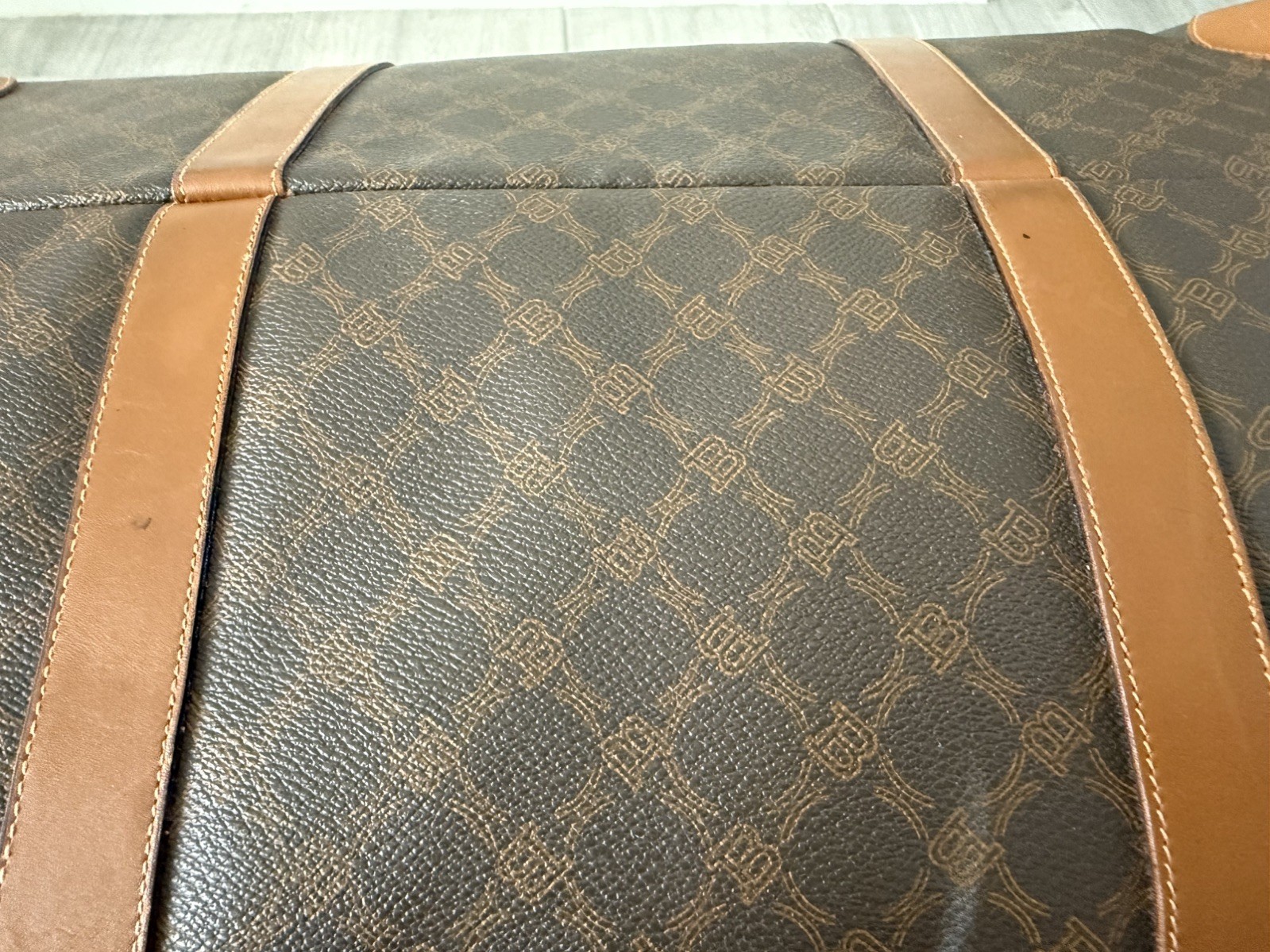 Authentic Vintage BALLY Monogram Canvas Weekender Boston Bag- Made in Italy