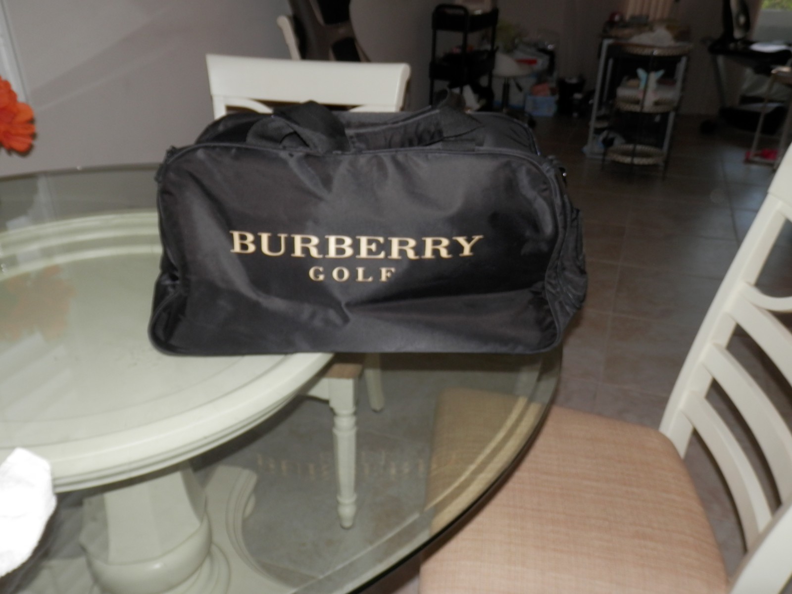 Authentic Burberry Golf Black Duffle Weekender Travel Bag