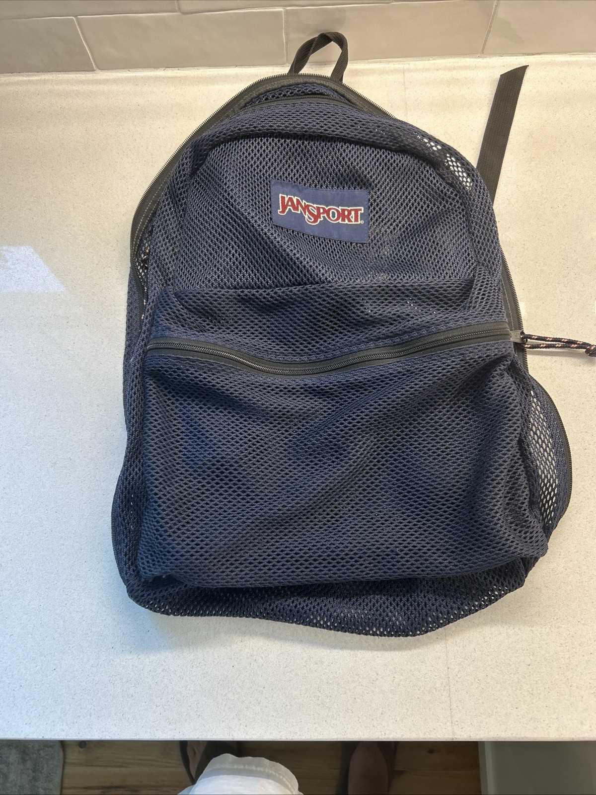 VINTAGE JANSPORT Mesh school backpack Black Made in USA!! SUPER LIGHT!