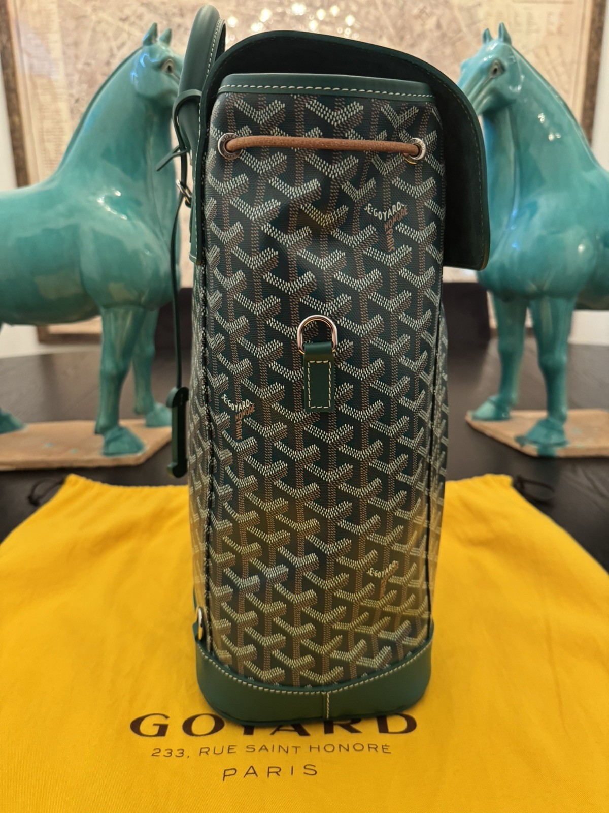 Authentic Goyard Green Alpin MM Backpack Bag W/ Dust Bag / Used 9.8/10