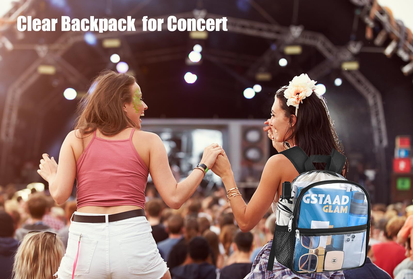 Stadium-Approved Clear Backpack for Sports and Concerts Small Transparent