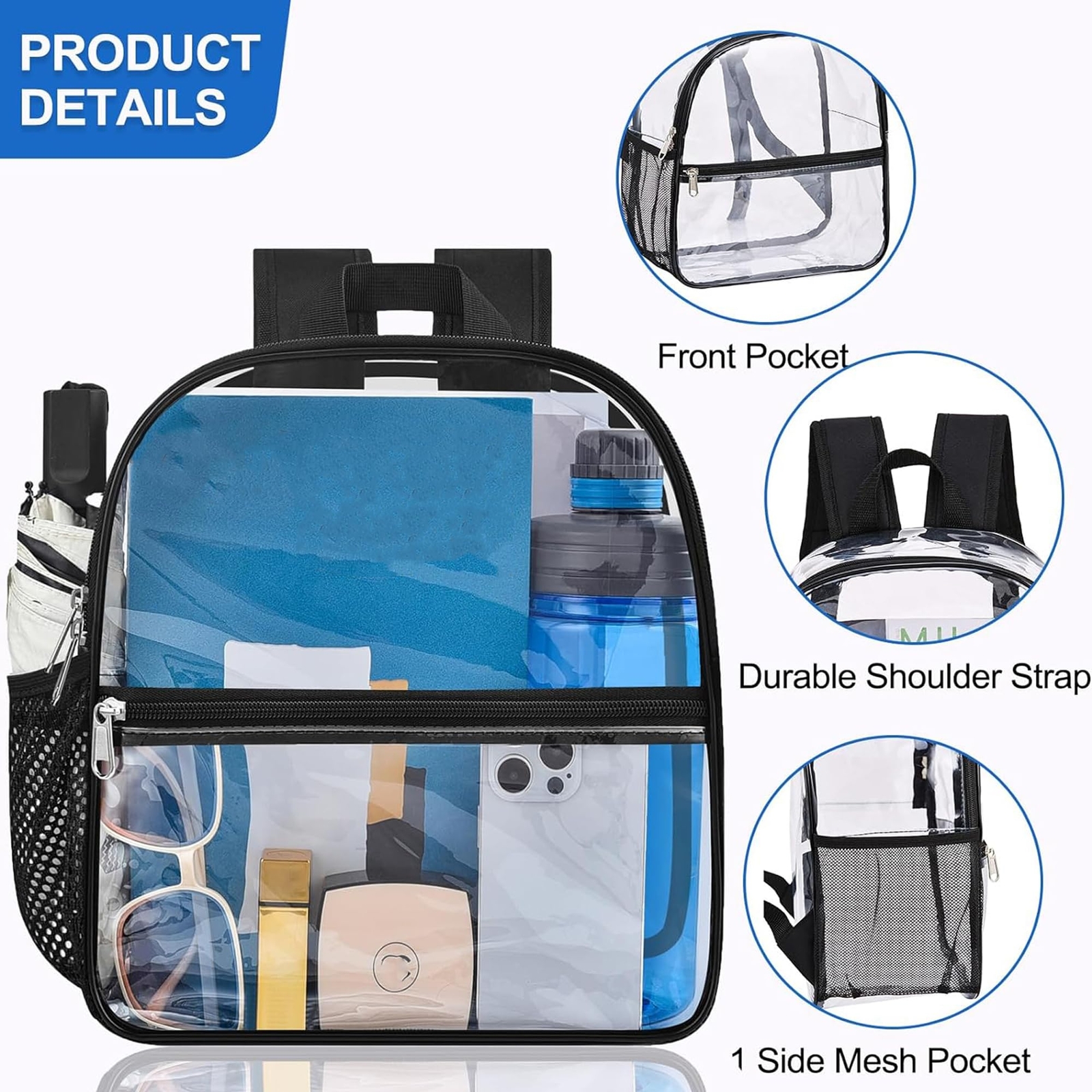 Stadium-Approved Clear Backpack for Sports and Concerts Small Transparent