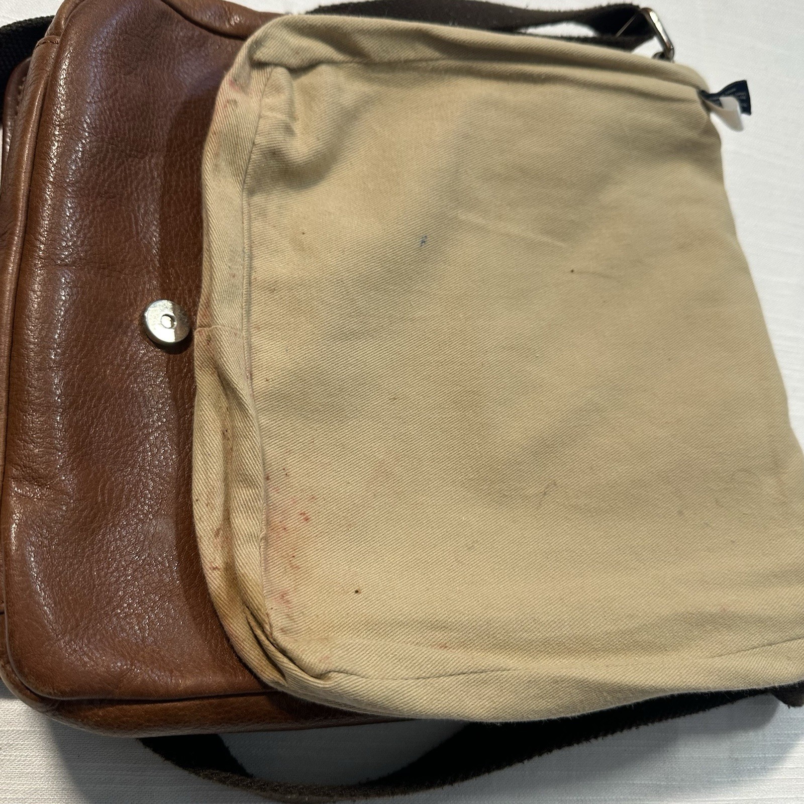Vintage Cole Haan Utilitarian Pebbled Leather Reporter Messenger Bag Brown