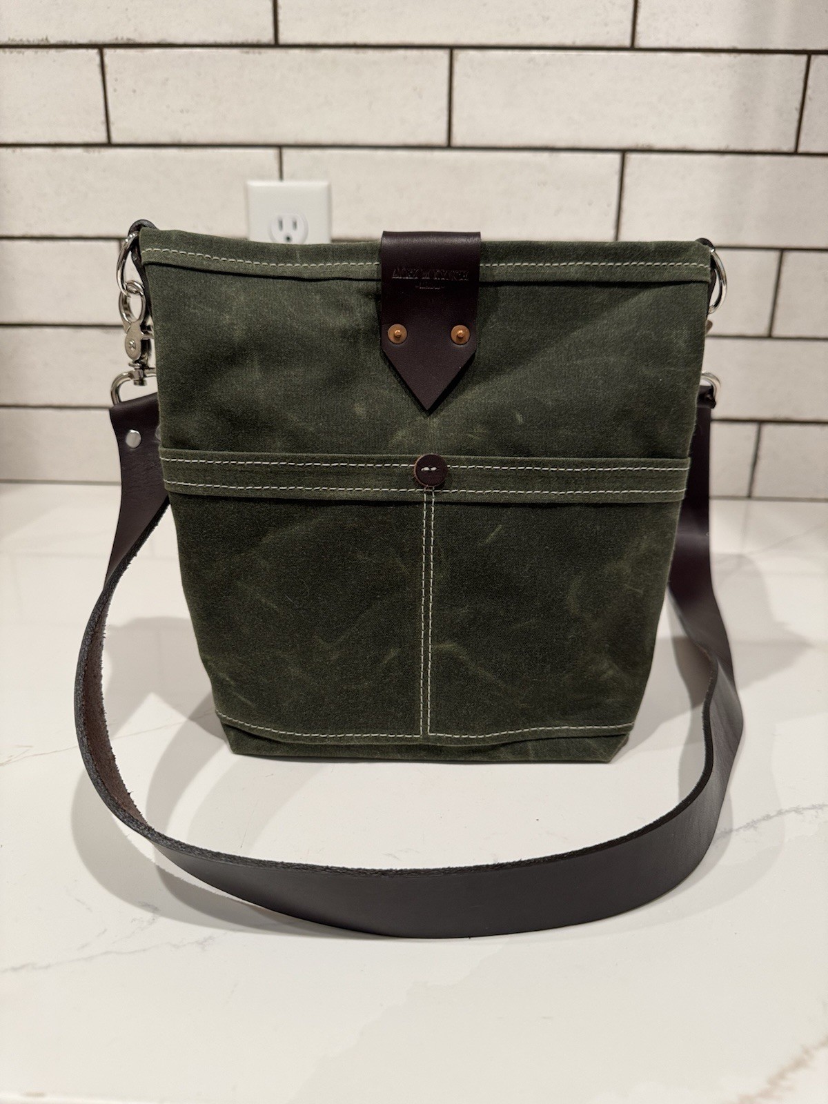 Alex M. Lynch Handmade In USA Waxed Heavy Canvas Mini Hobo Bucket Crossbody Tote
