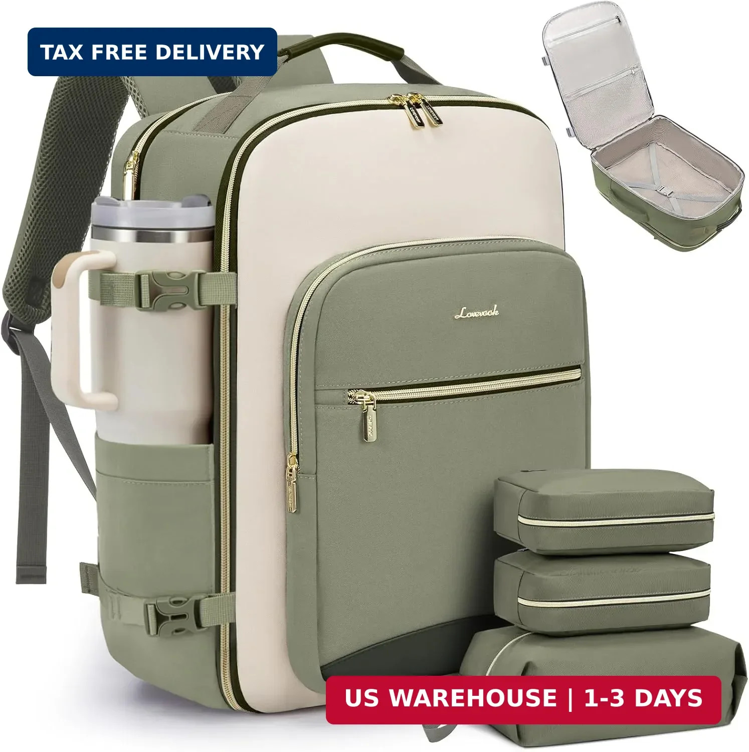 LOVEVOOK 40L Travel Backpack for Women & Men, Airline Approved Carry On Luggage