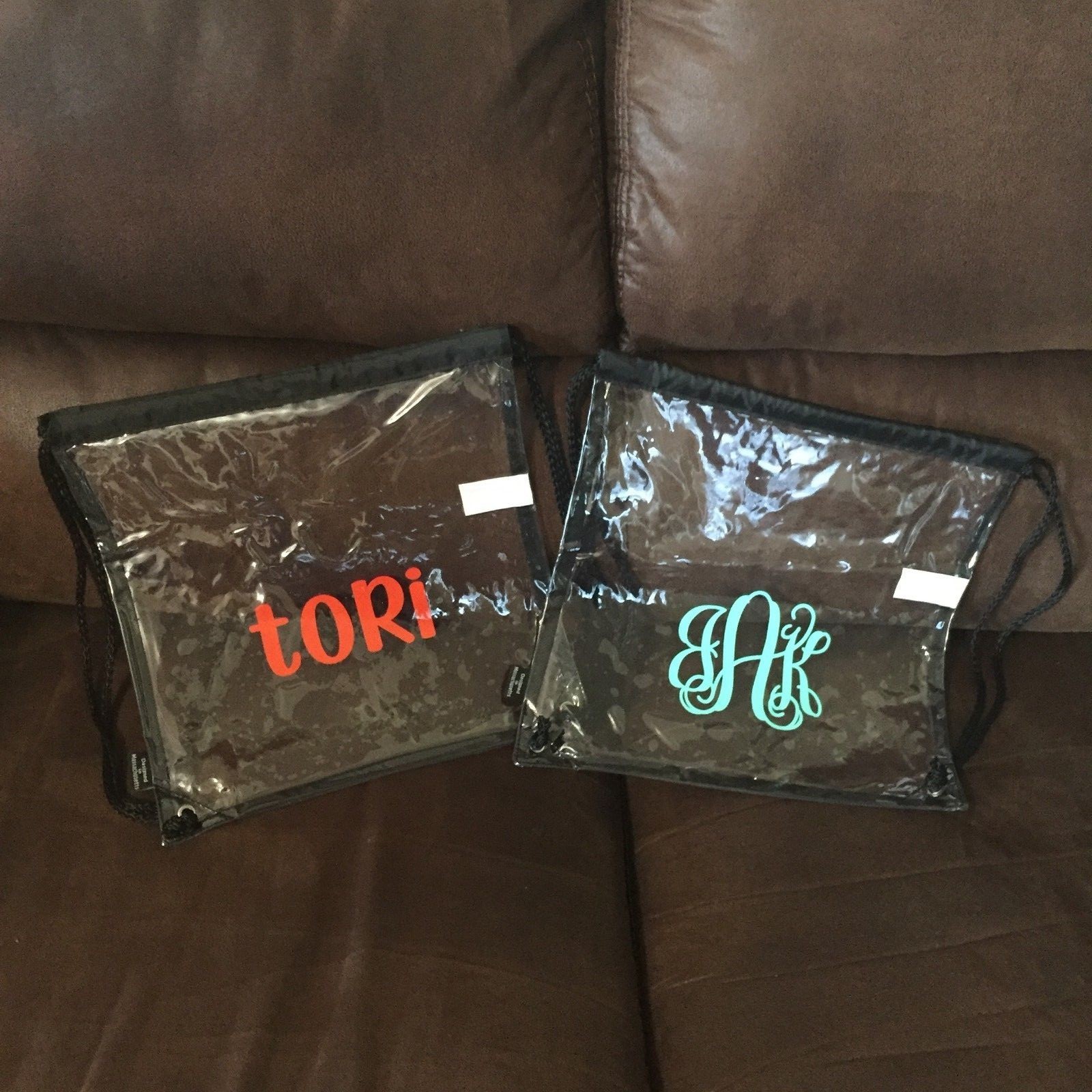 Custom Transparent Clear Event Security Stadium Drawstring Bag Monogram Name
