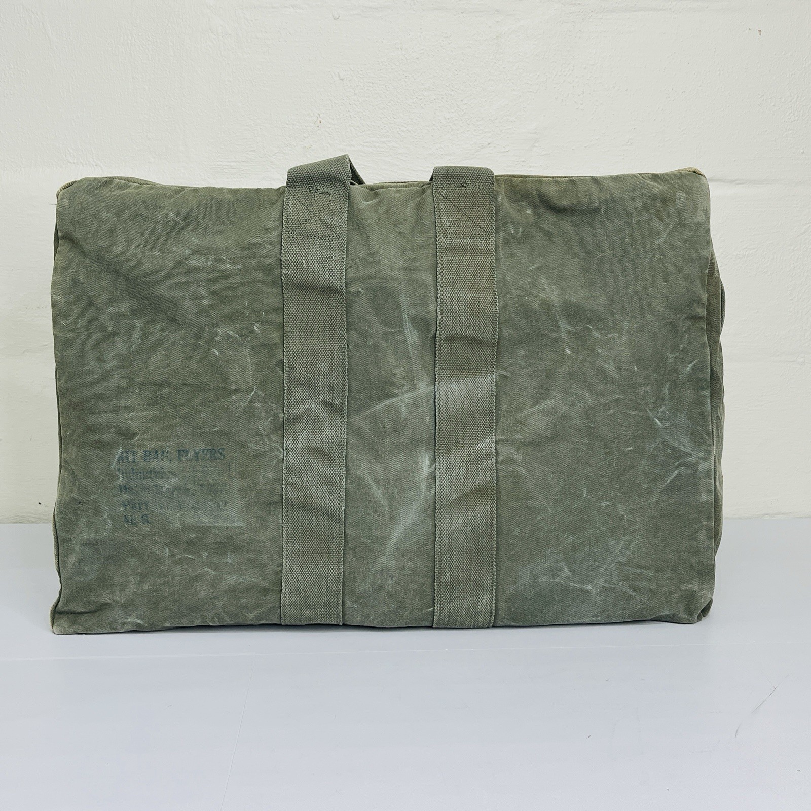 Vintage Heavy Canvas Cargo Bag Tactical Cotton Large Green 22.5” x 12” x 16”