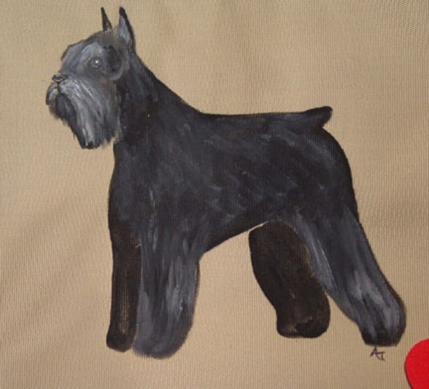 Giant Schnauzer Dog Hand painted messenger bag with name