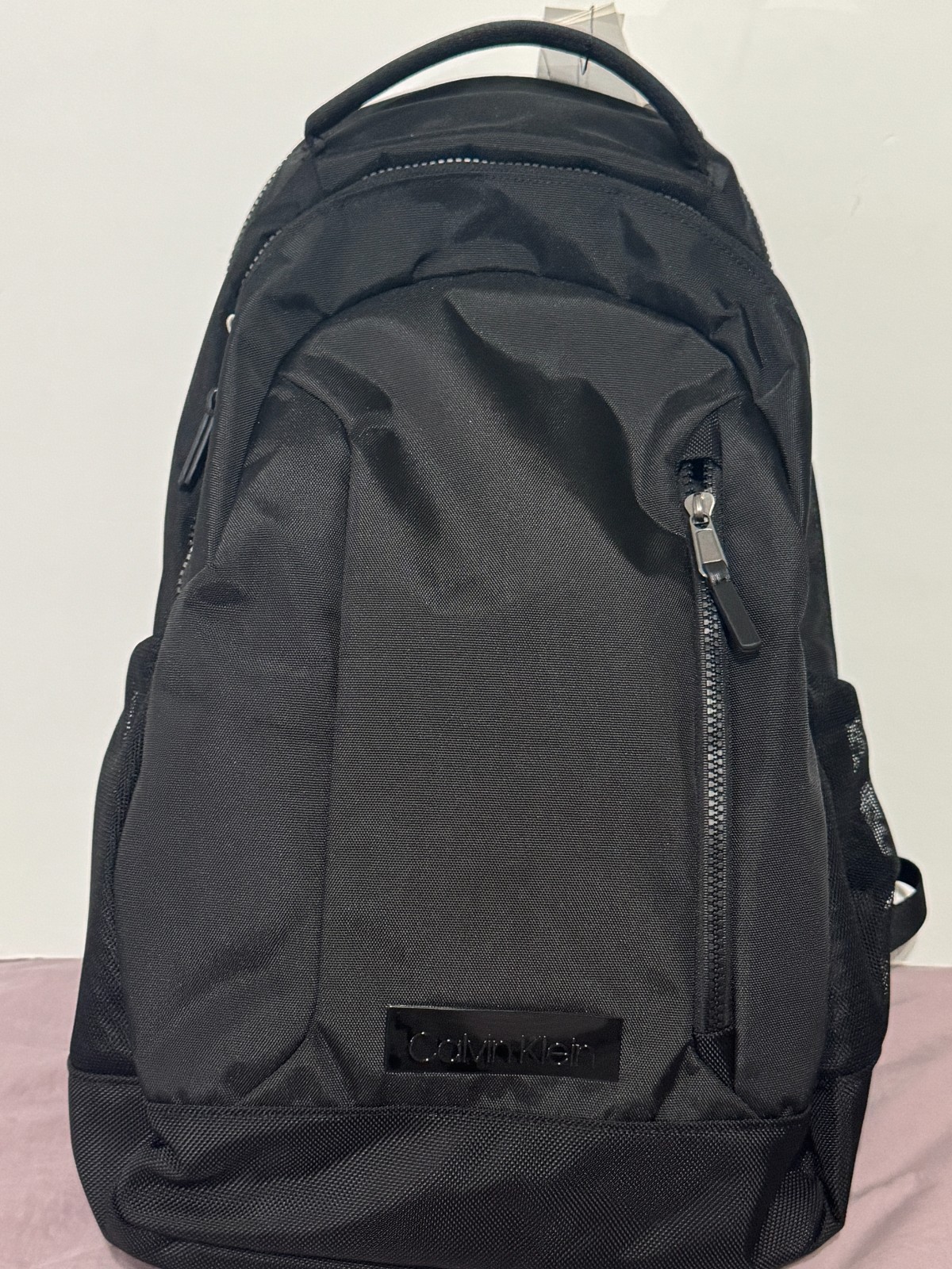 Calvin Klein Casual Nylon Double Zip Backpack, Black