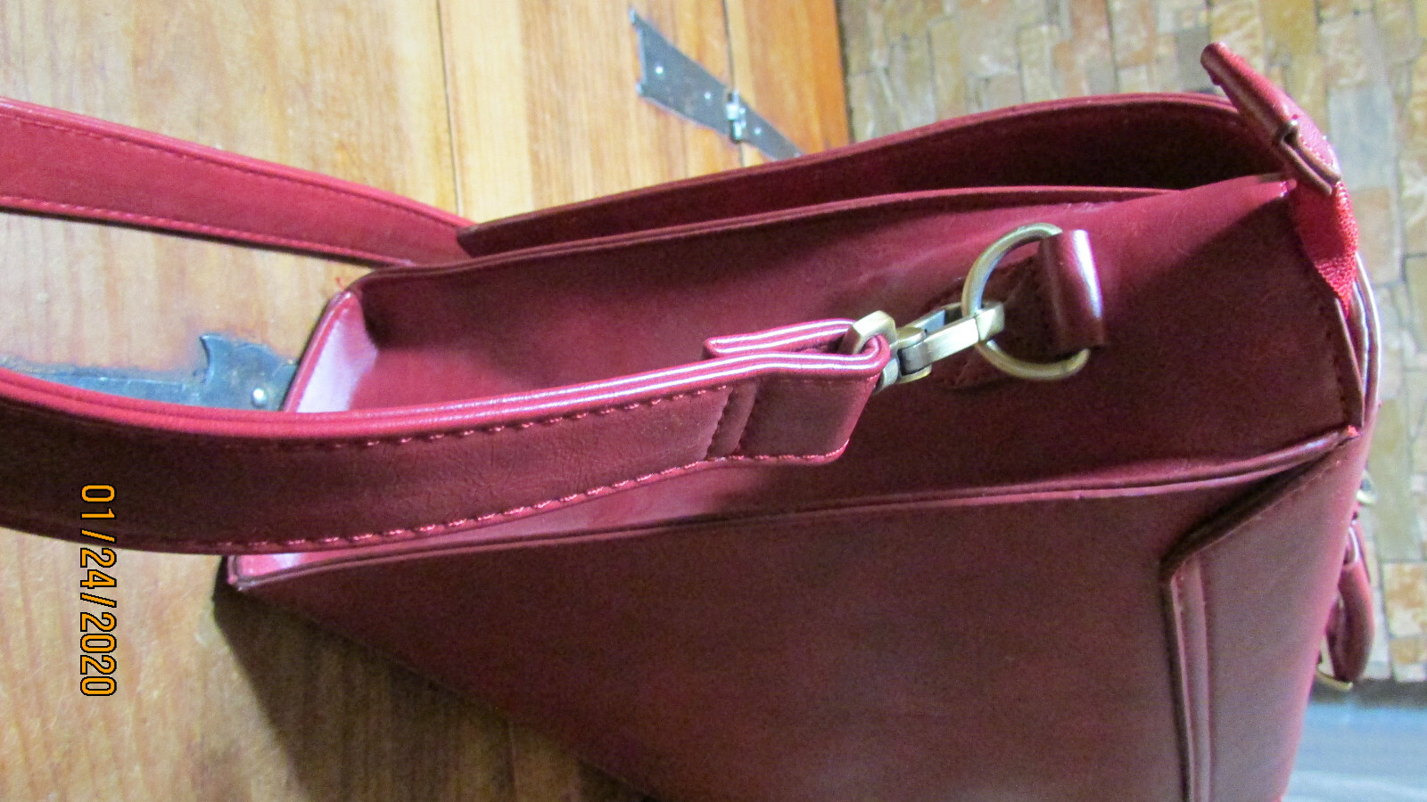 ECOSUSI RED DETACHABLE BOW BRIEFCASE LAPTOP CASE MESSENGER BAG VEGAN LEATHER