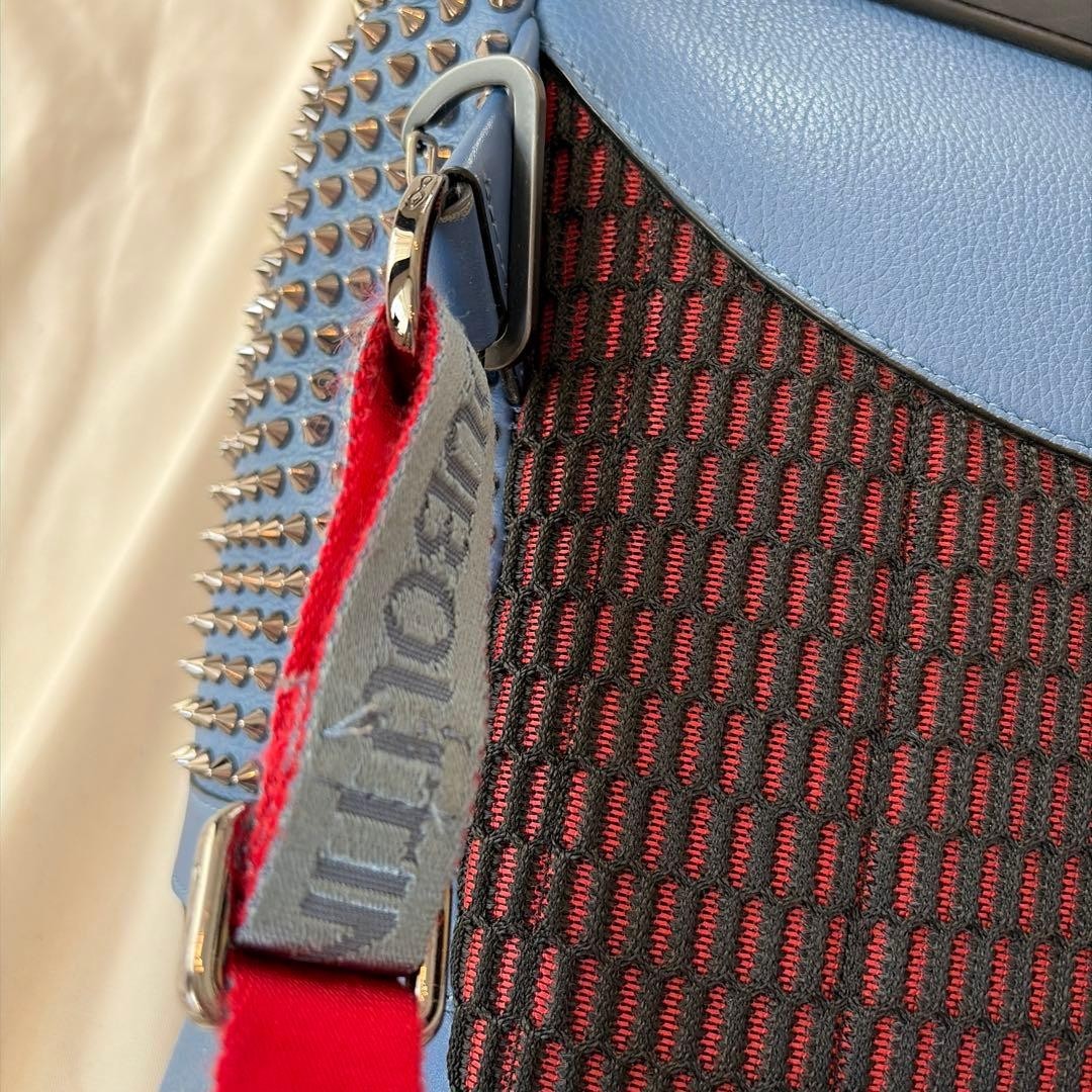 Christian Louboutin Explorafunk Authentic Backpack Shoulder Bag Blue Studs Japan