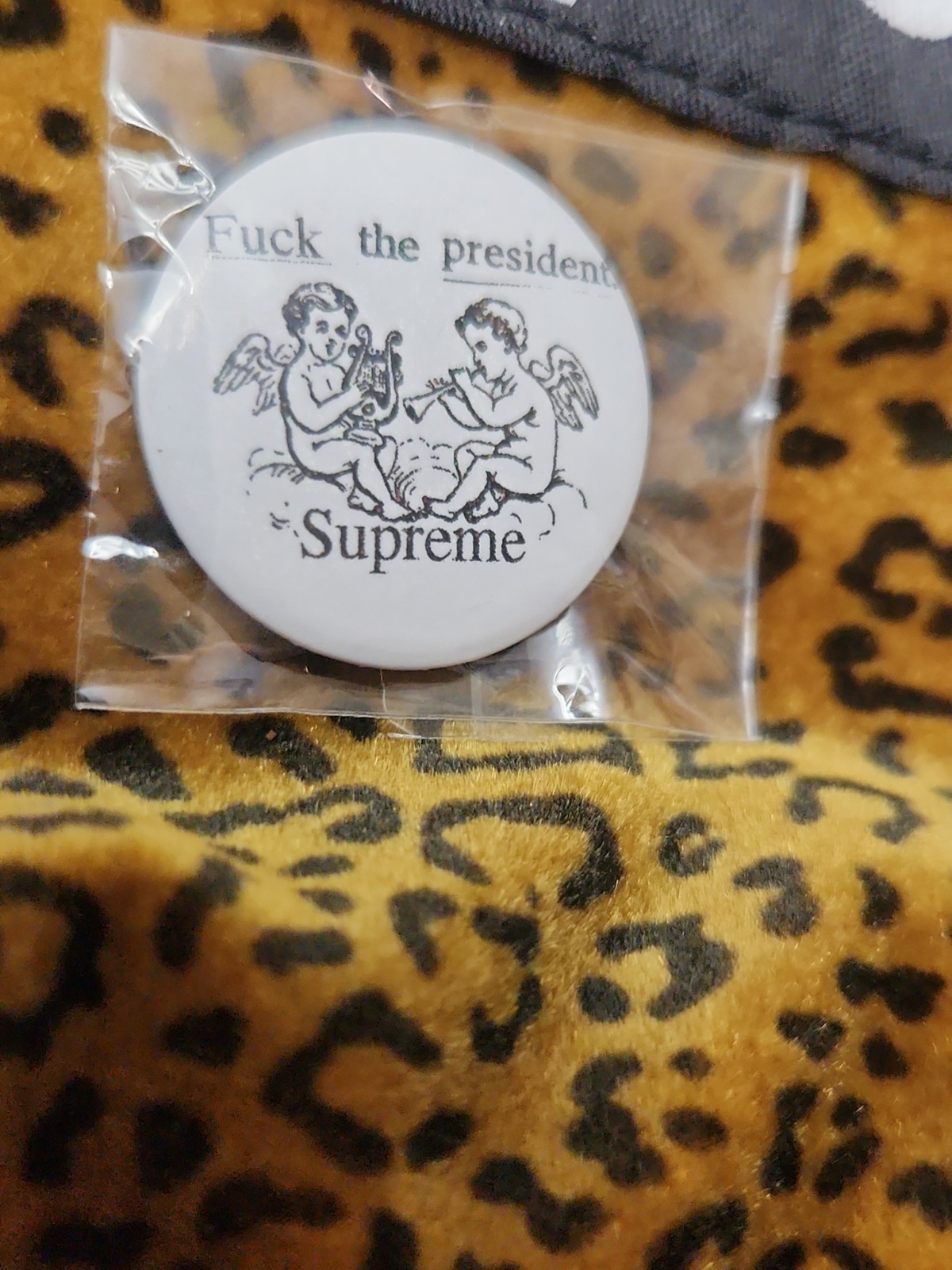 Supreme Velvet Backpack – Tan Leopard – NEW ( With Pins As Shown) Free Shipping
