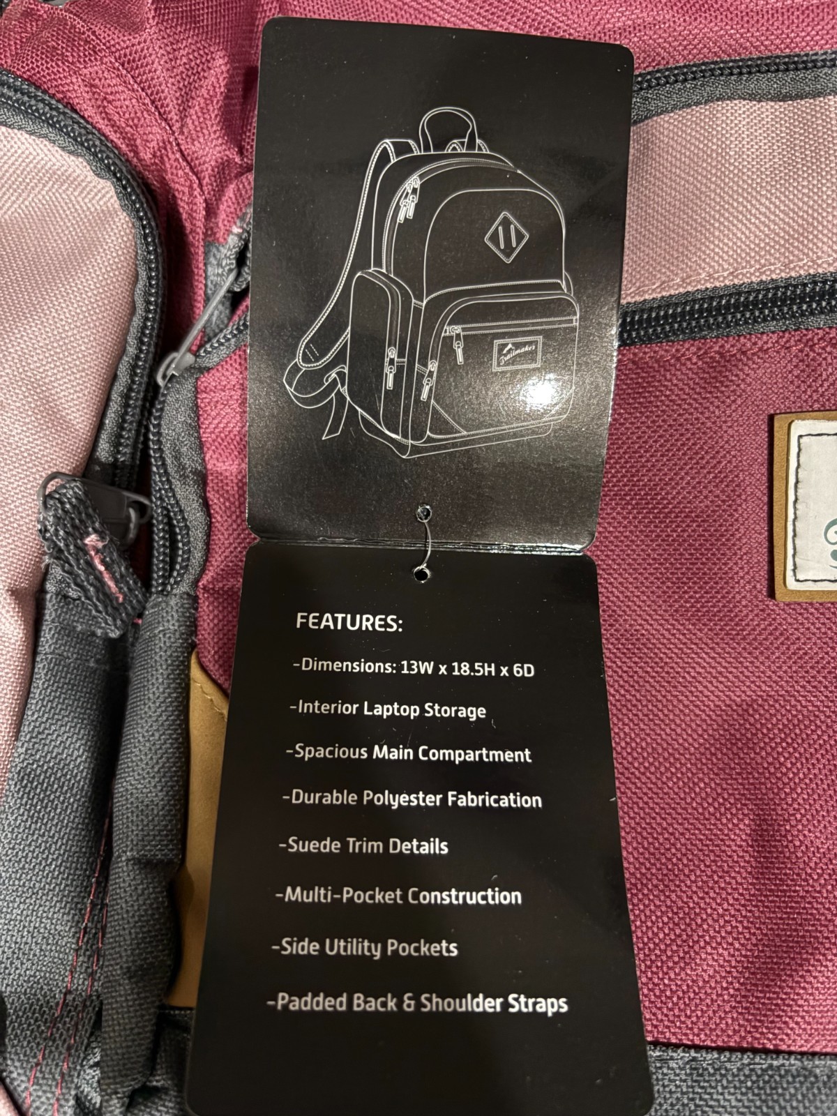 Trailmaker Heritage Multi-Pocket Backpacks With Laptop Storage Rose Padded Strap