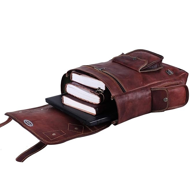 Vintage Real Leather Backpack Weekend Travel Shoulder Daypack Laptop BagPL1-1.14