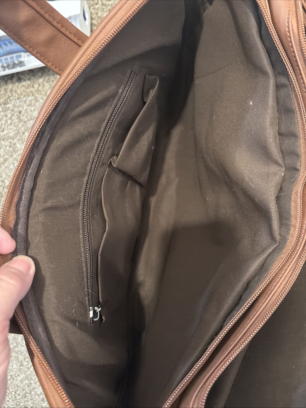 Seyfocnia Leather Message Messenger Briefcase Bag New With Tags Brown
