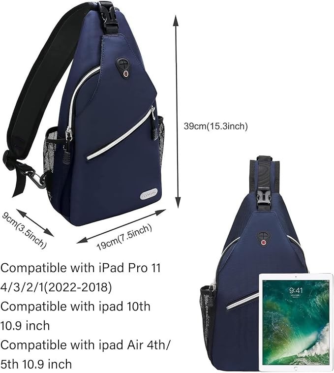 Navy Blue Unisex Multi-Pocket Sling Crossbody Shoulder Daypack Backpack Bag