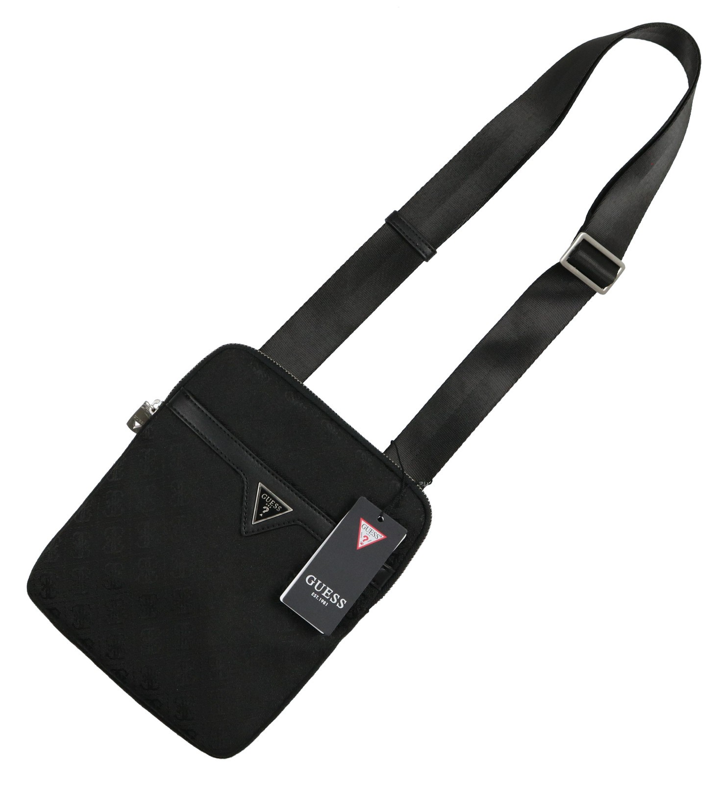 GUESS Men’s Vezzola Jacquard Crossbody Bag Black