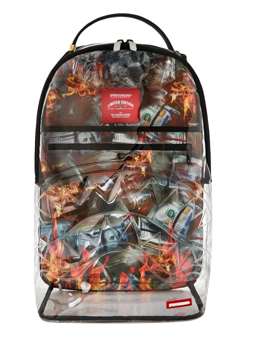 Sprayground Stay Up Clear Backpack🔥New PVC Transparent Bookbag Large School Bag