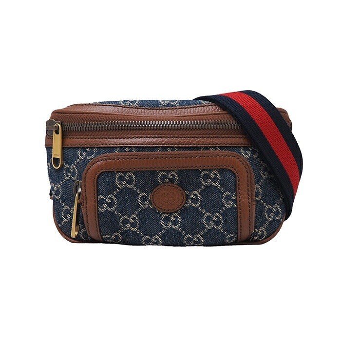 Gucci Belt Bag 682933 GG Denim Indigo Brown
