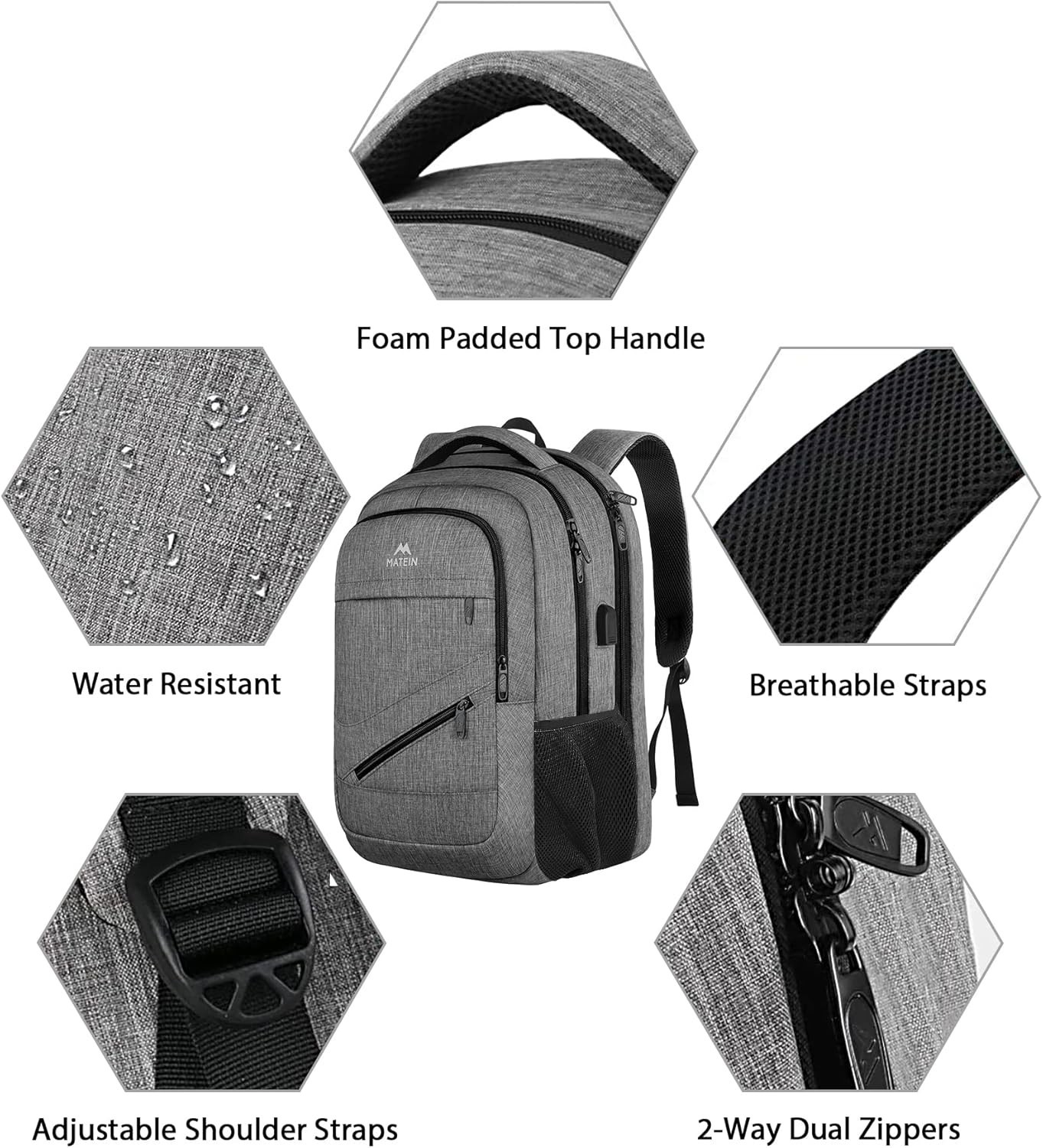 MATEIN 17″ Laptop Backpack TSA Approved Travel Work College Bag USB Port – NEW