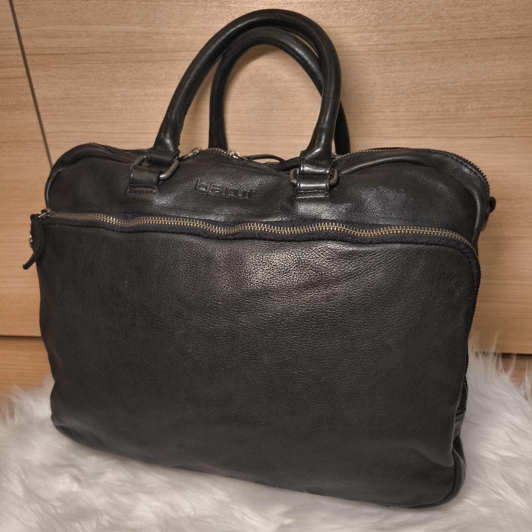 Haruf Leather Business Bag Black 2-Way Briefcase 40x30cm