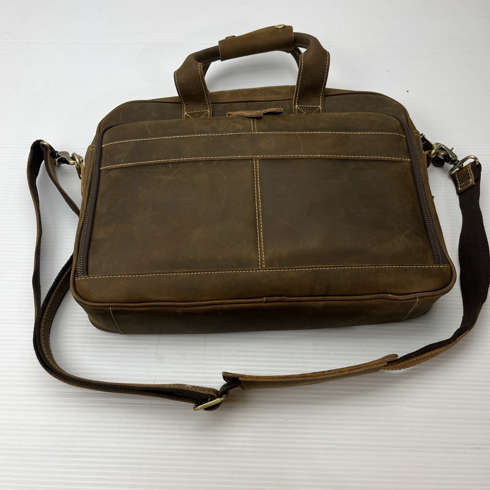 Delux Distressed Leather Briefcase Satchel Laptop Messenger Shoulder School Bag