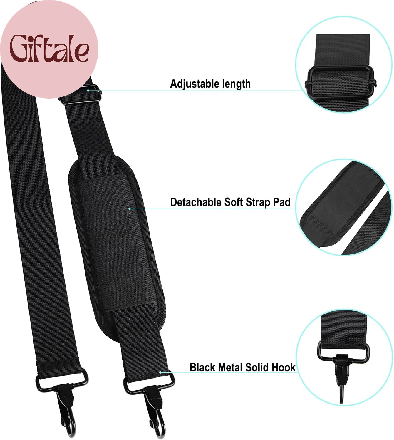 56 Inch Shoulder Strap, Universal Adjustable Thick Soft Duffel Bag Shoulder Stra
