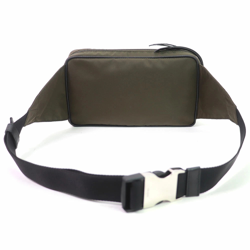 PRADA Tesuto Nylon Belt Bag Triangle Logo Saffiano Leather Mimetico Khaki