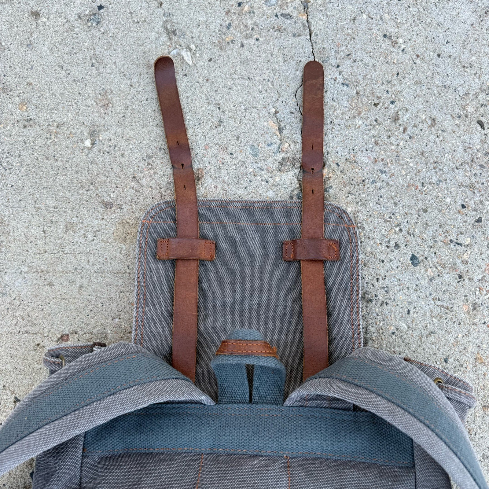 Gearonic Canvas Backpack Rucksack 15×14″ with Leather Trim Drawstring Top