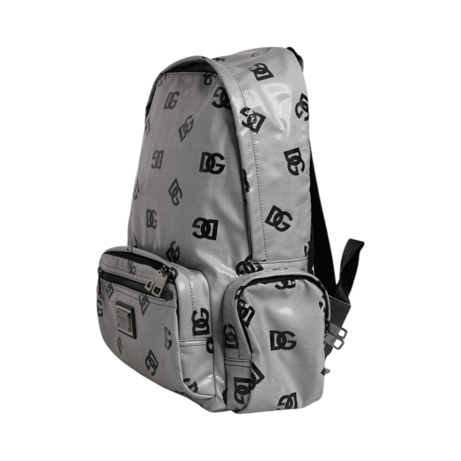 DOLCE & GABBANA Bag Polyester Gray Black DG Logo Plaque Backpack Borse 2850usd