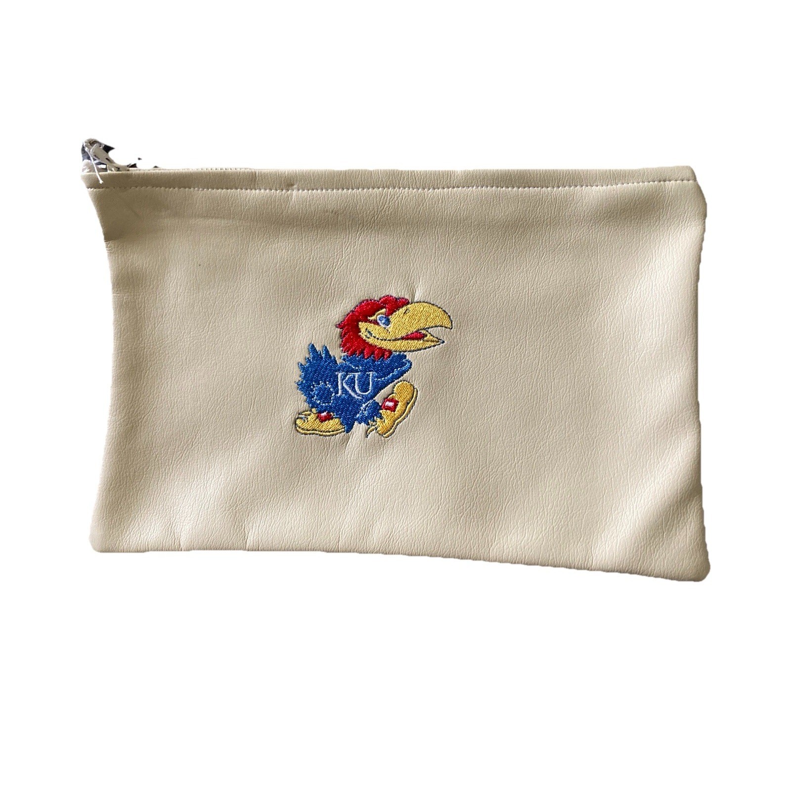 Kansas Jayhawks Cream Zip Bag Travel Case KU Fan Father’s Day Gift
