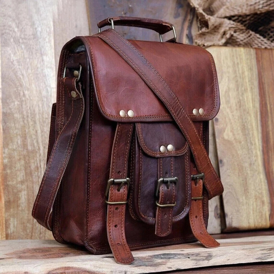 Pro Max Leather Messenger 15” Satchel Crossbody Vintage Bag Brown