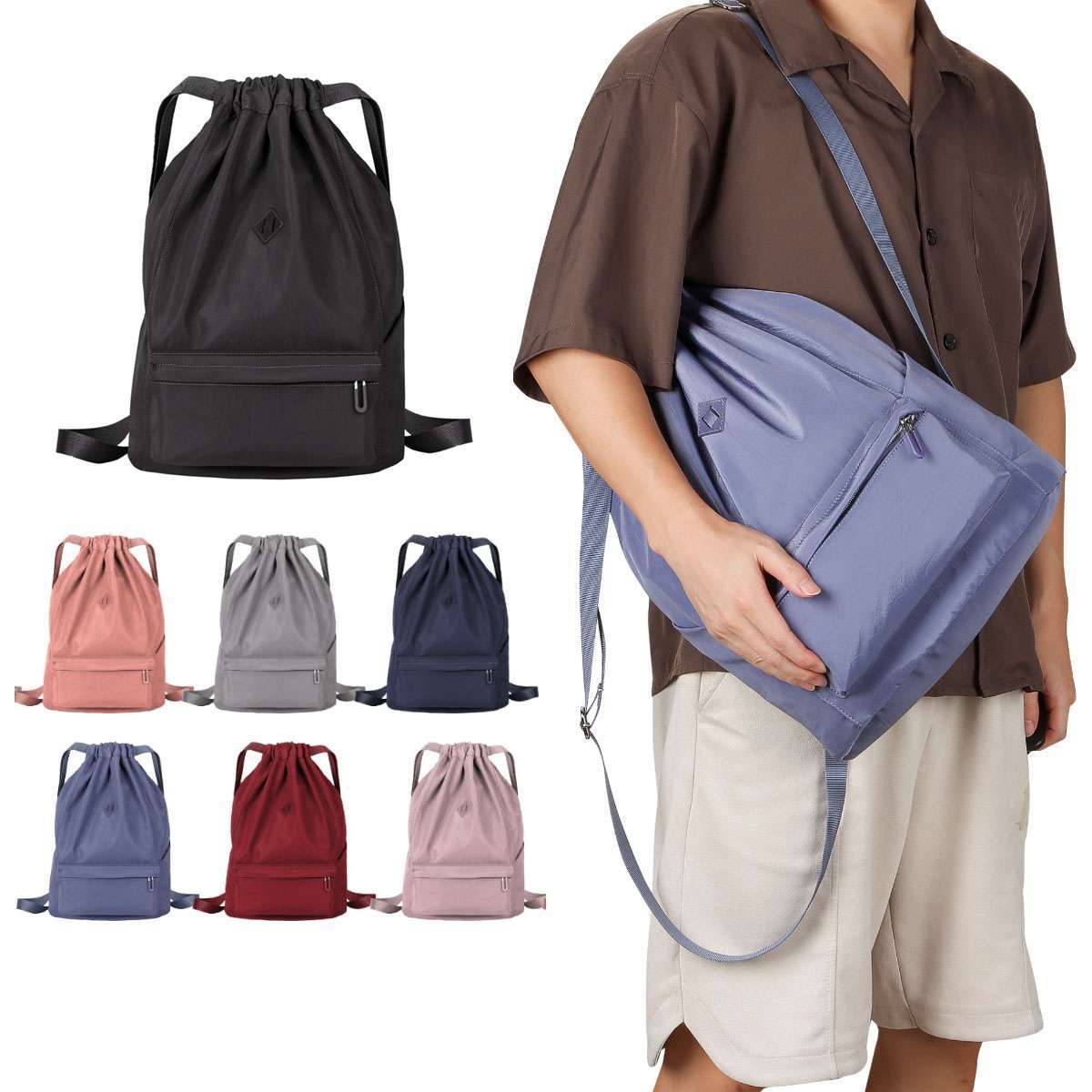 Drawstring Bag Gym Bag String Bag Sackpack Cinch Shoulder Backpack Waterproof US