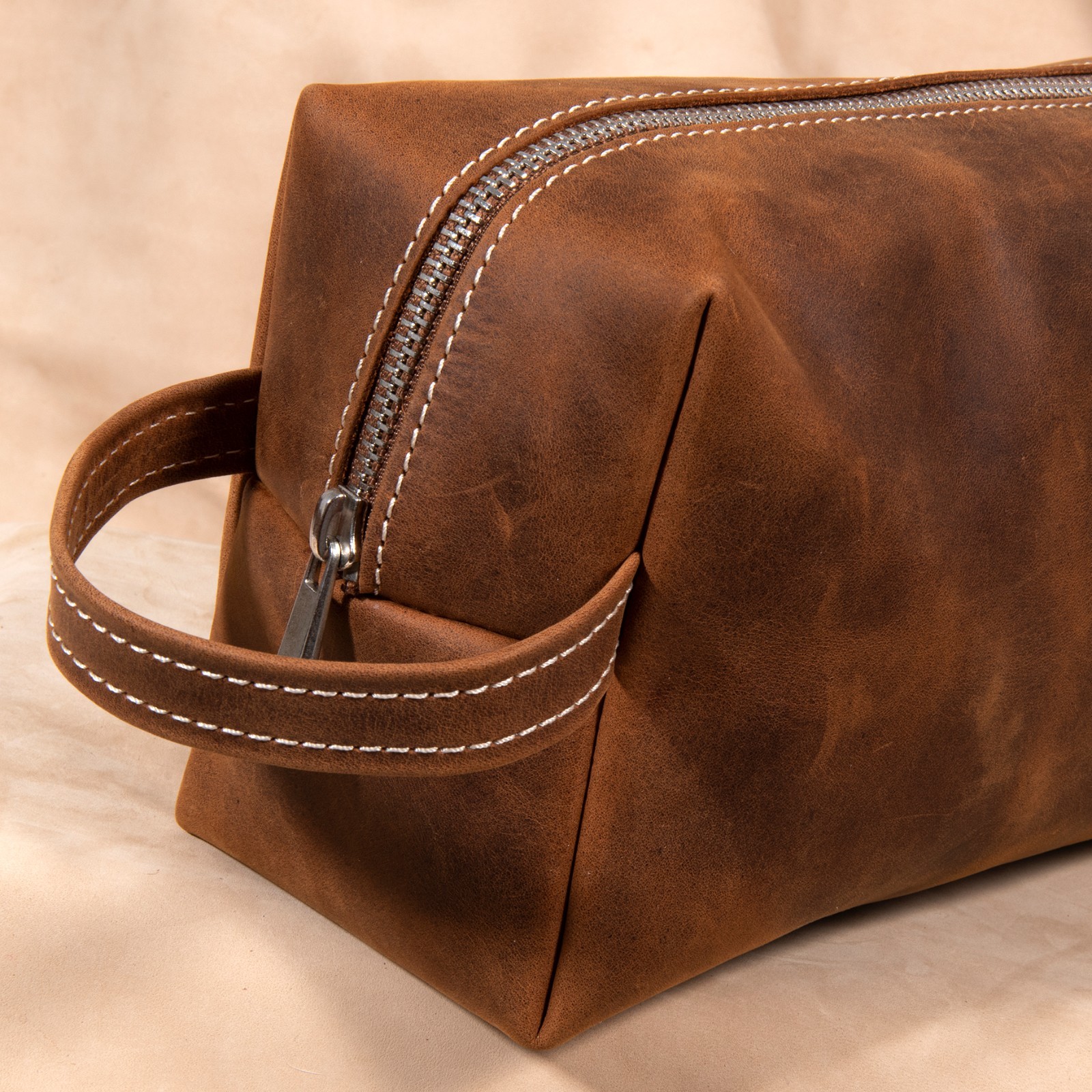 Leather Toiletry Bag – Full Grain Men’s Dopp Kit Travel Case