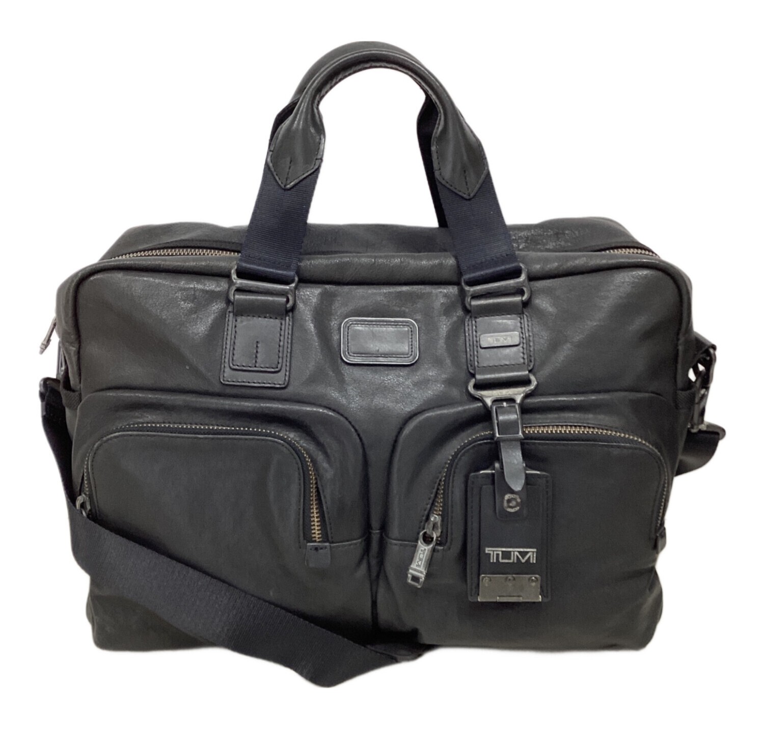 TUMI Alpha Bravo 2-way Boston bag Black Leather Men Briefcase Business 92340DH2