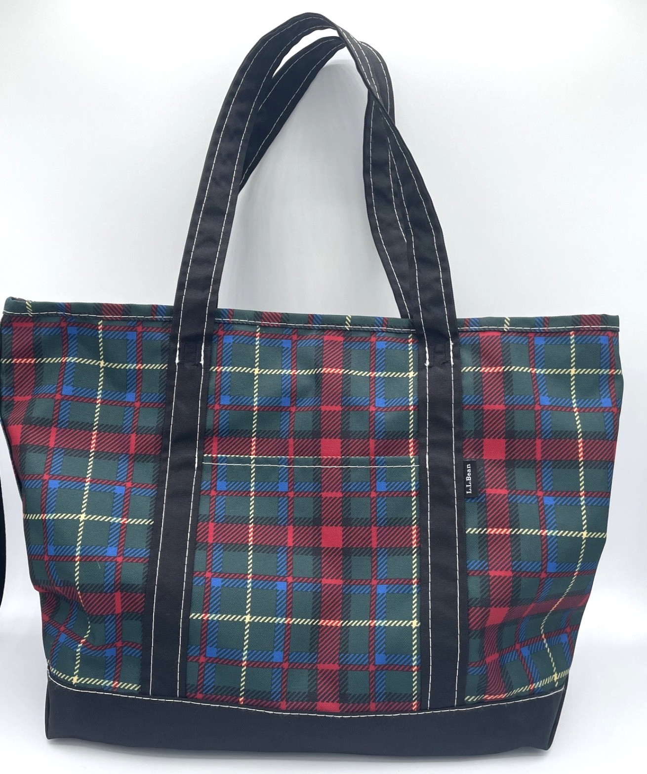 LL Bean Everyday Lightweight Nylon Boat Tote Bag Plaid Tartan Medium Travel