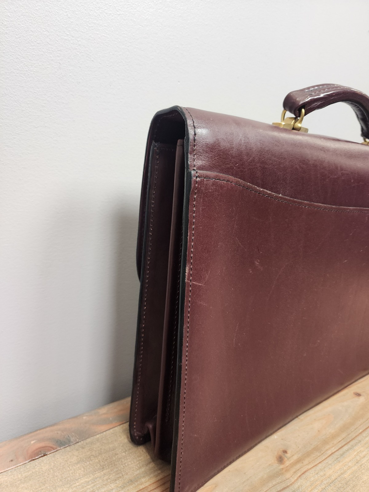 Schlesinger Brown Leather Briefcase With Working Combination Lock Vintage
