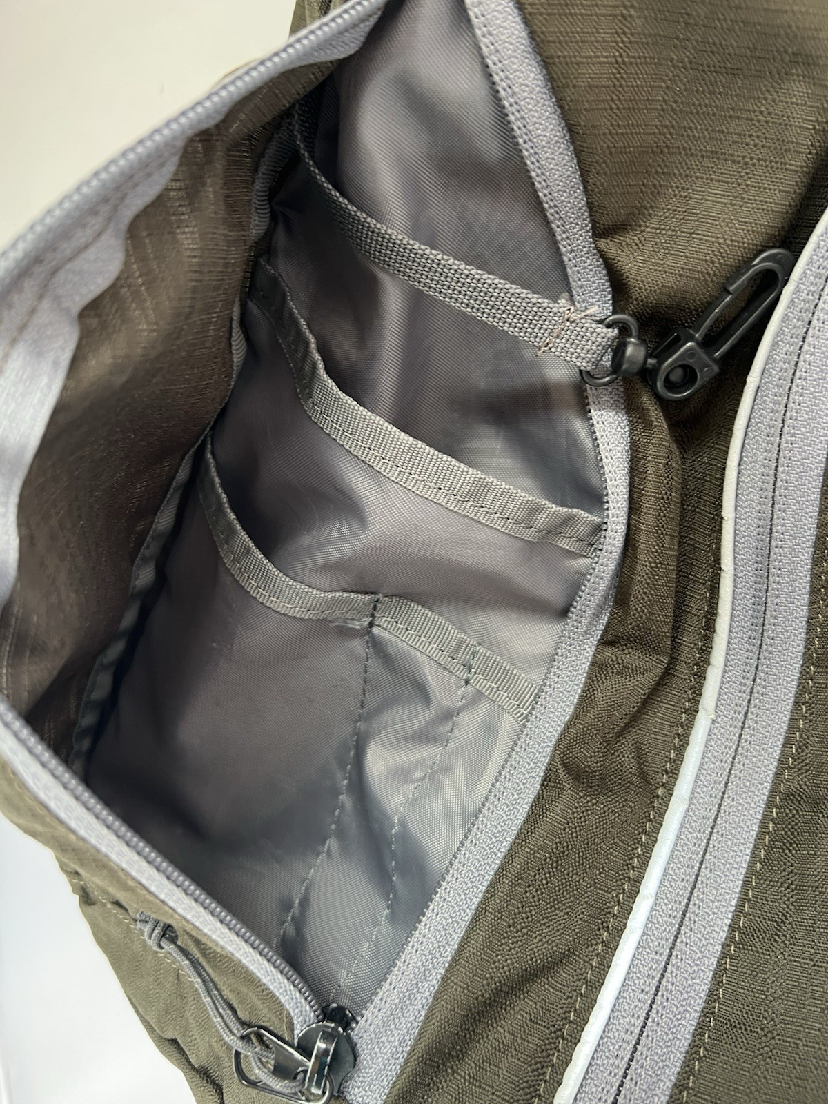 Eddie Bauer Sling Backpack Dark Gray w/Light Gray Trim Crossbody Daypack Hiking