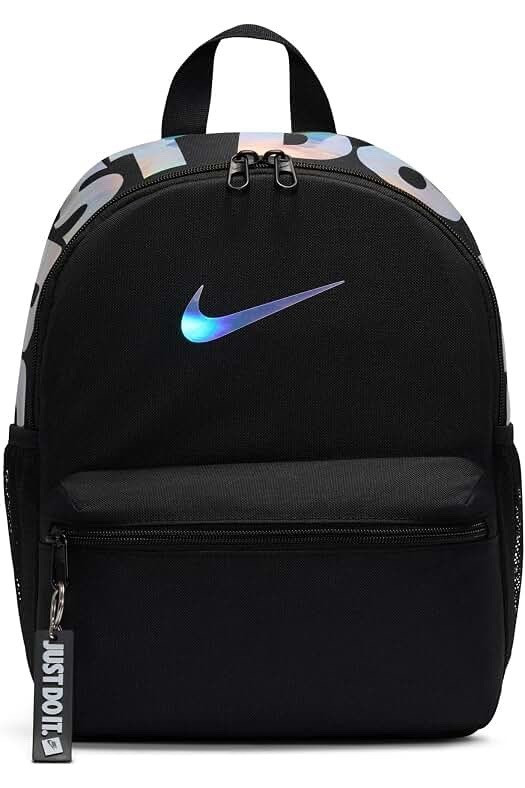 Nike Unisex Black Backpack Zip Closure Outer Pockets Top Handle Just Do It Pull