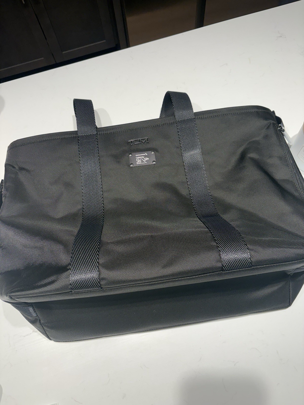 Tumi Black Zip Tote Bag Solid Double Handles with Inner Pockets / AA branded