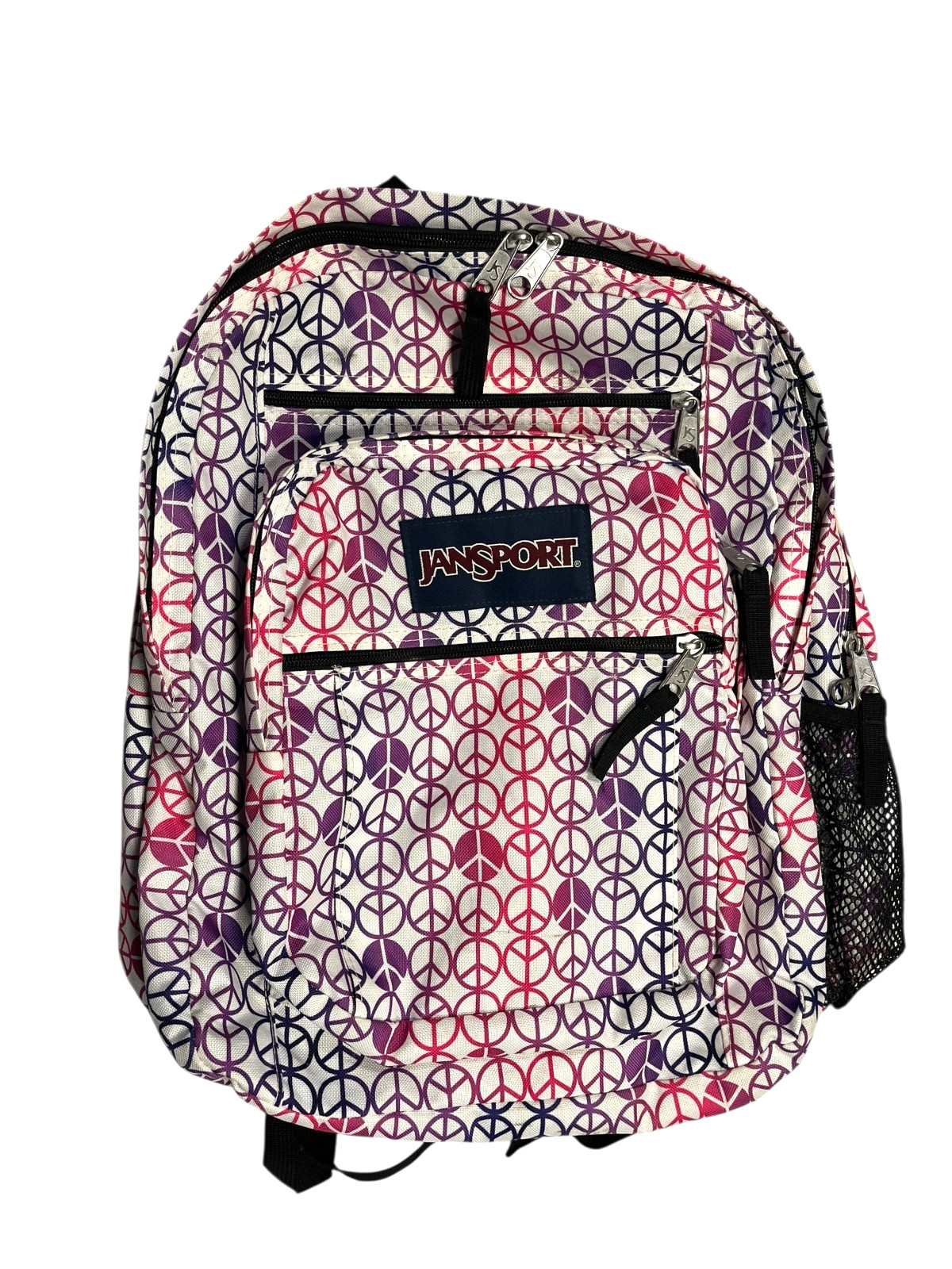 JANSPORT Purple/Pink/White PEACE SIGN BACKPACK Multi-Storage School Travel Bag