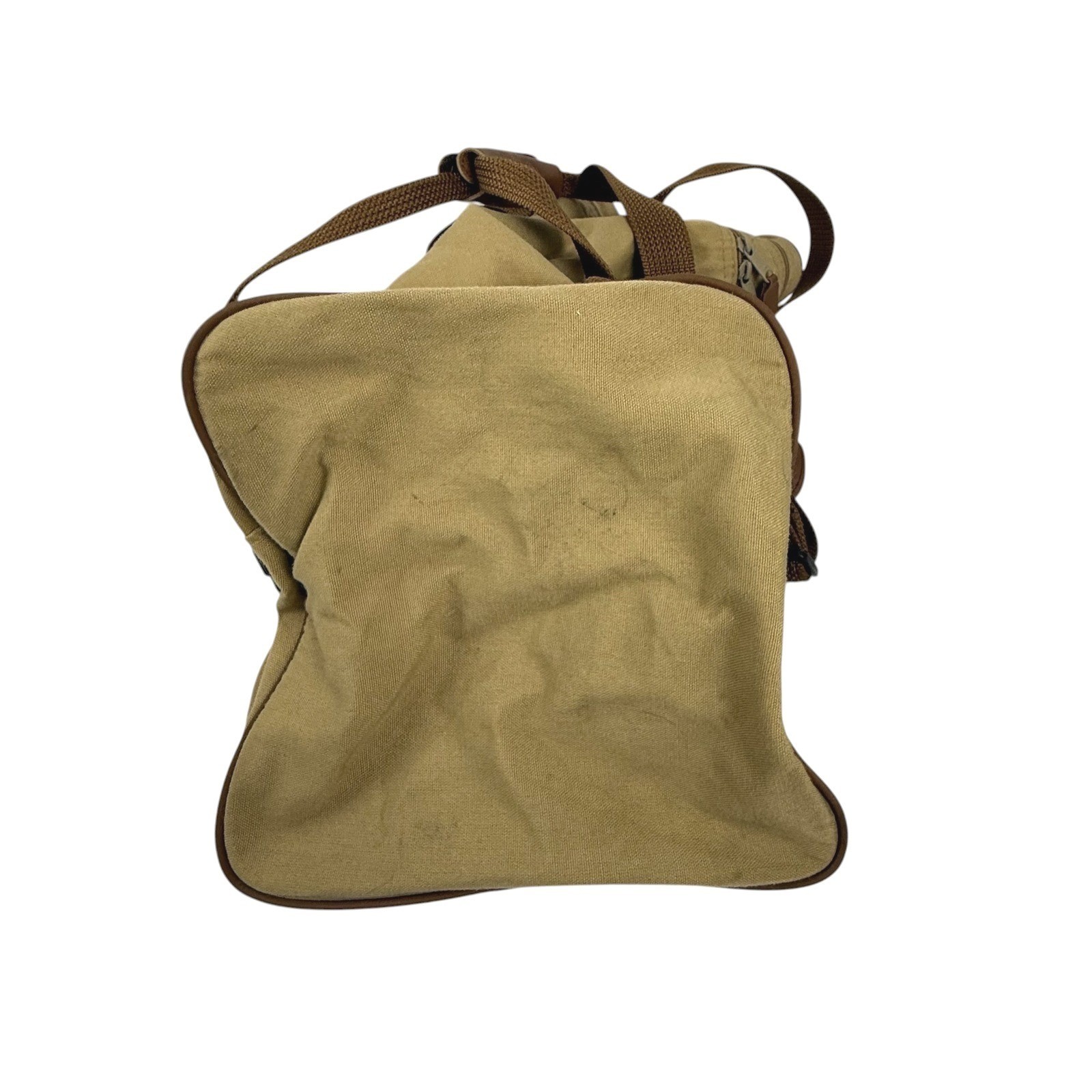 Eddie Bauer Ford Duffel Bag Tan Canvas Travel Gym Weekender Luggage Pocket