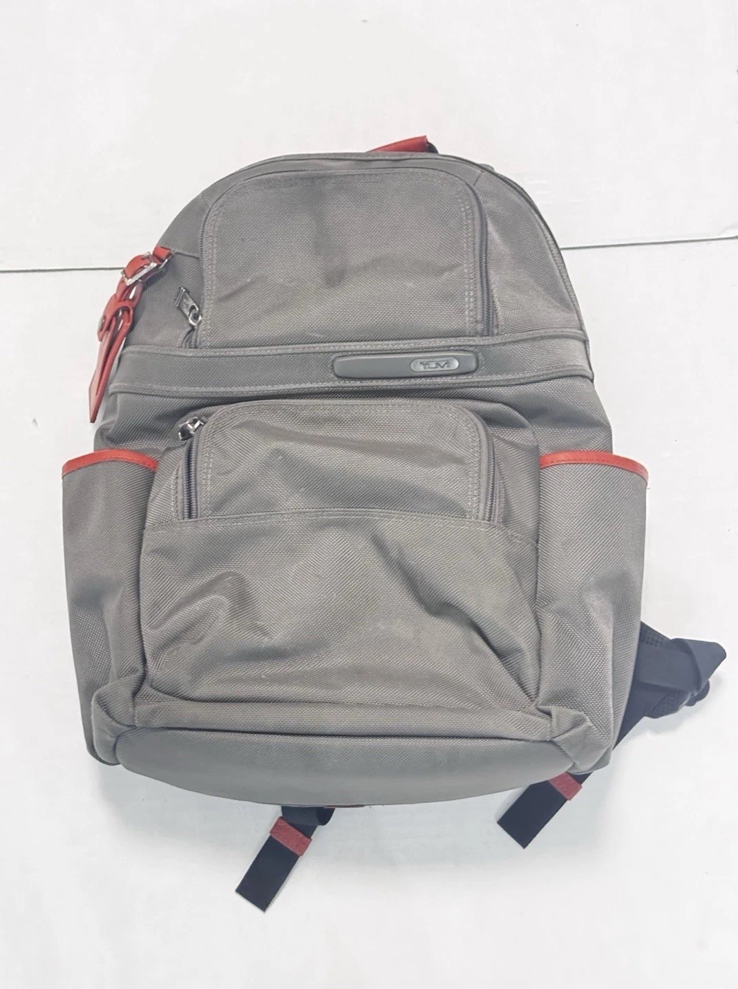 Tumi Alpha Laptop Backpack Gray Brown Leather Trim 263162AG04