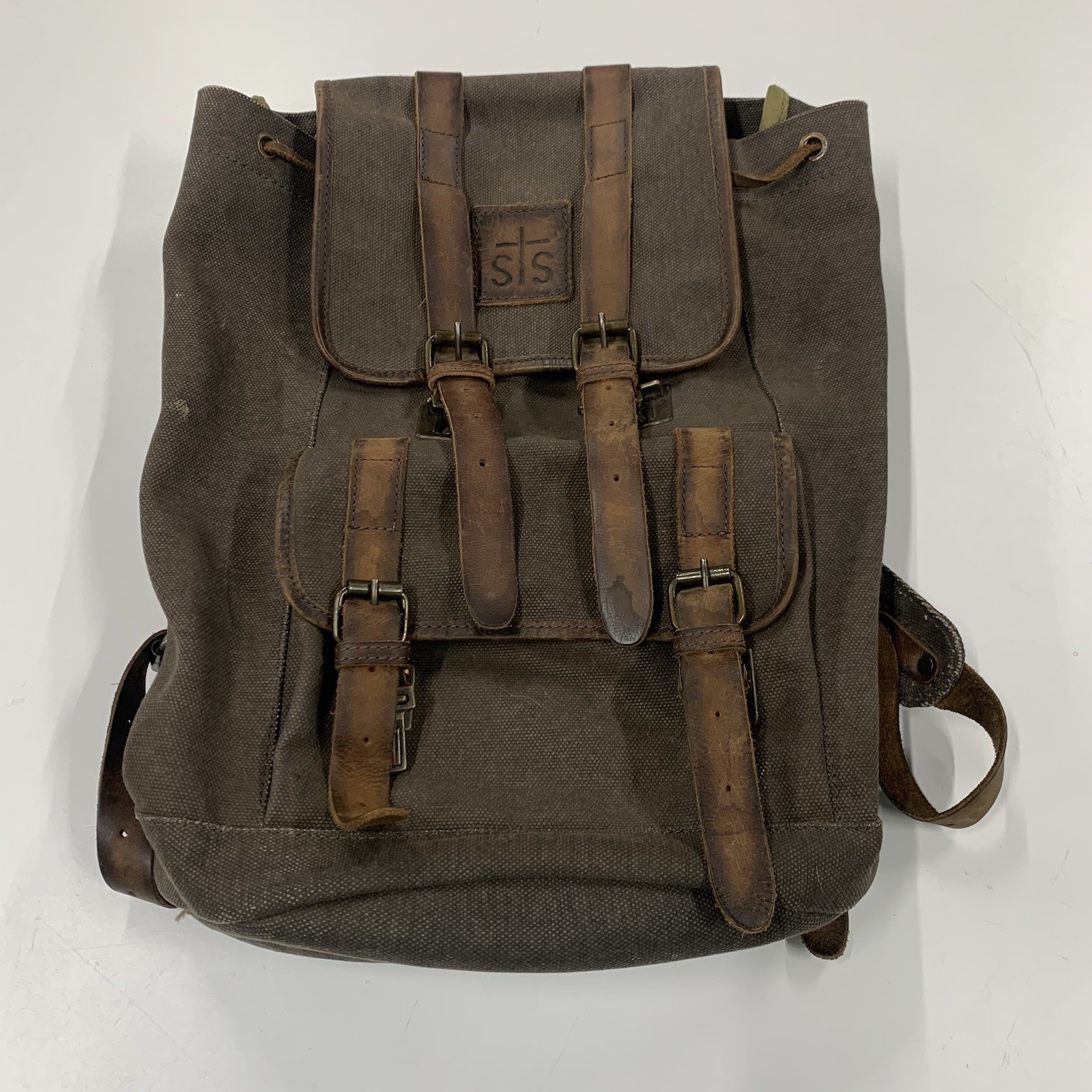 STS Ranch Wear Ranchwear Brown Canvas Leather Accents Backpack