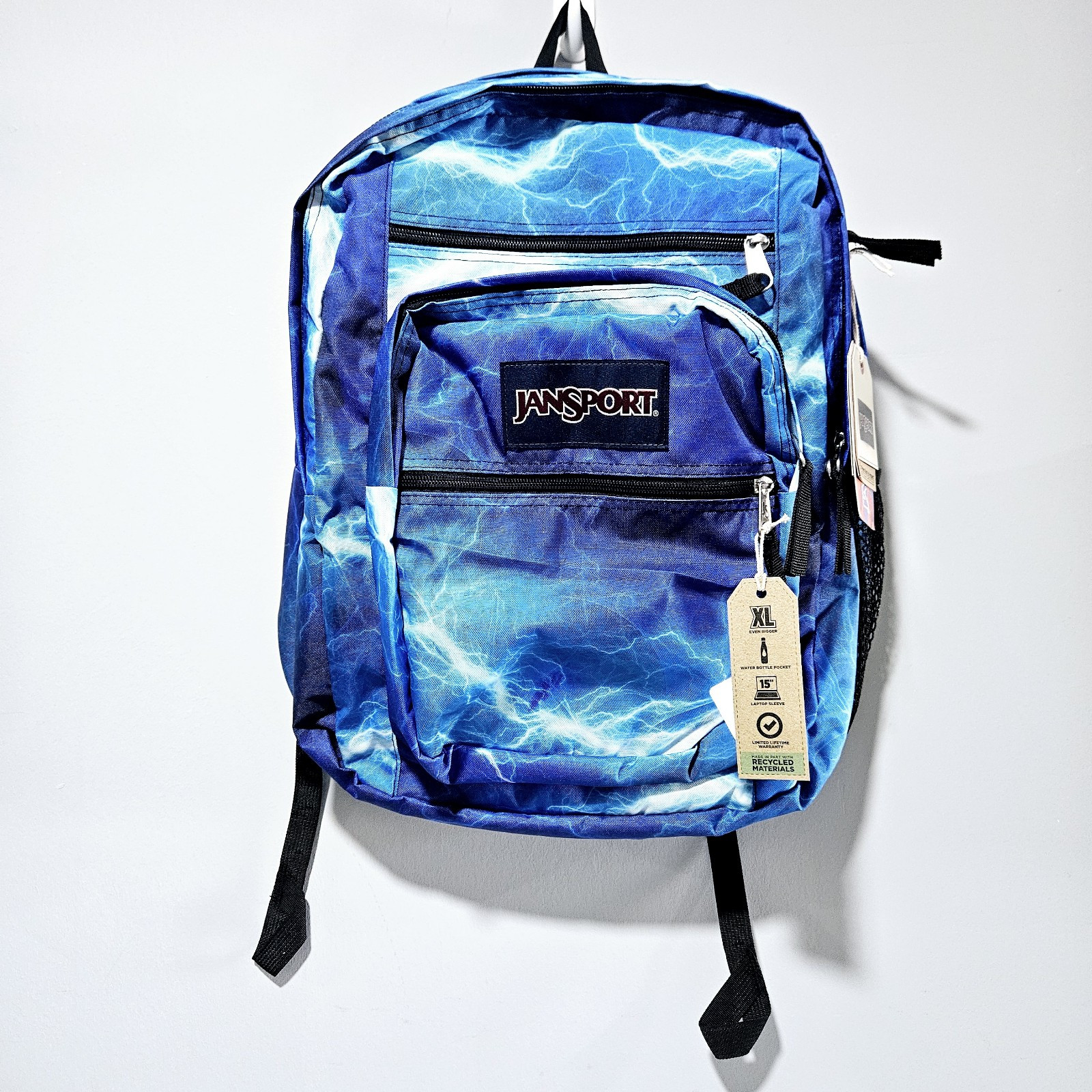 JanSport Cross Town Plus 17 Backpack – Electric Bolts with 15 Laptop Sleeve