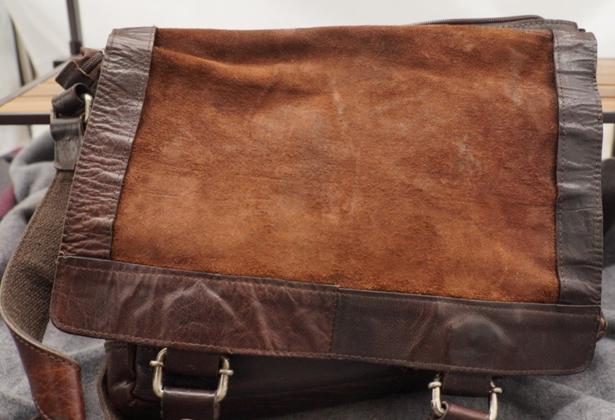 Jack Georges Spikes and Sparrows Brown Leather Briefcase