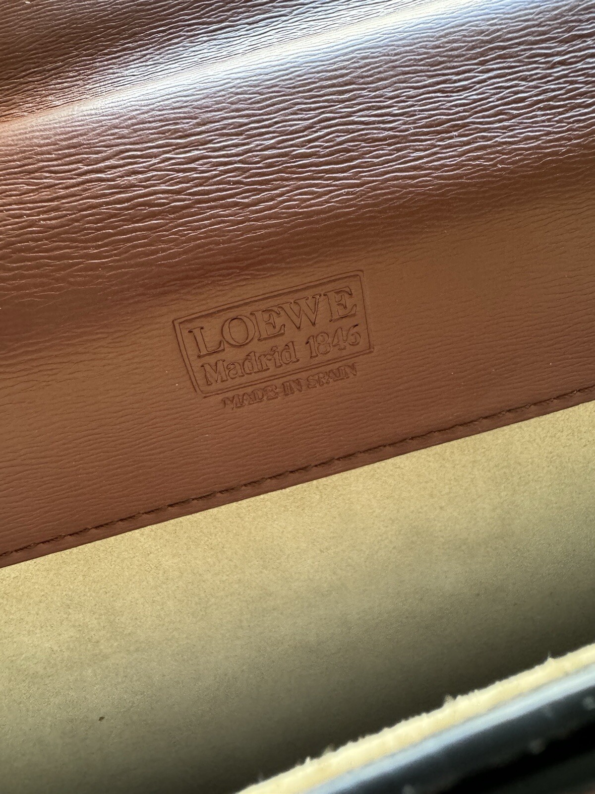 LOEWE Brown Leather Briefcase Document Laptop Bag with Lock & Key Spain