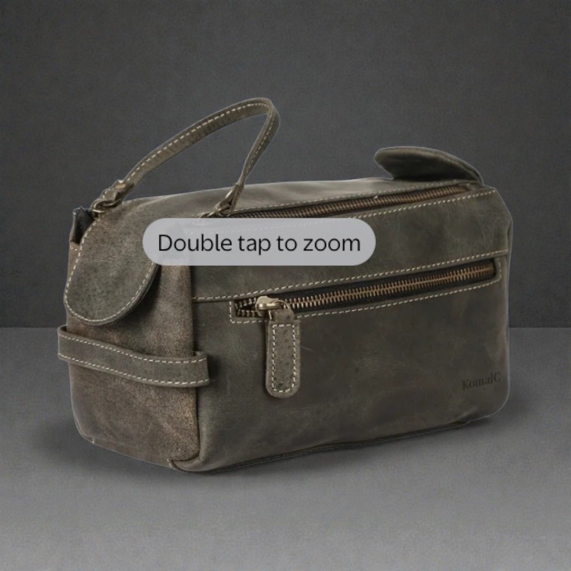KomalC Buffalo Leather Toiletry Bag Mens Dopp Kit Vintage Travel Case Brown